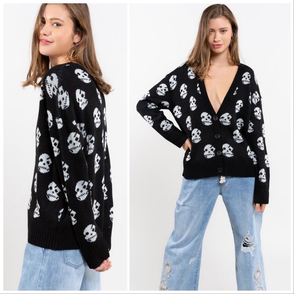 POL Pfeiffer White Skulls Cardigan - Picture 6 of 11